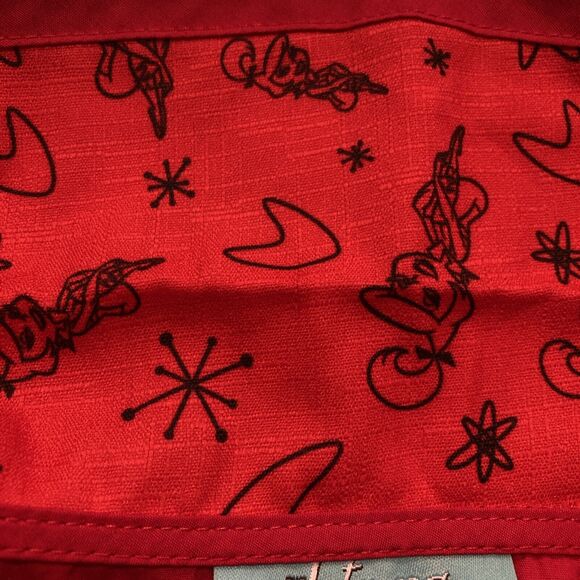 Unique Vintage X Jetson's XL Red Tie Front Crop Top Button Up Collared Shirt NWT - Picture 9 of 16